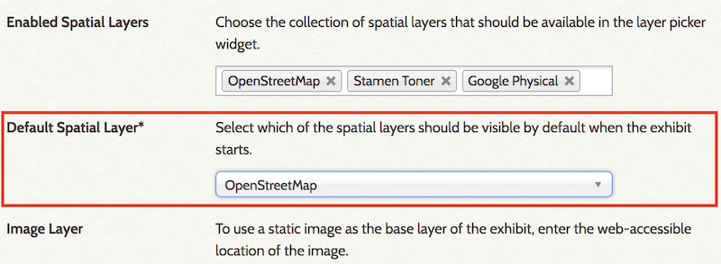 Screenshot of image layer with map base selected