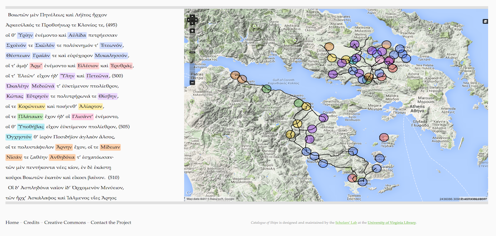 Mapping the Catalogue of Ships